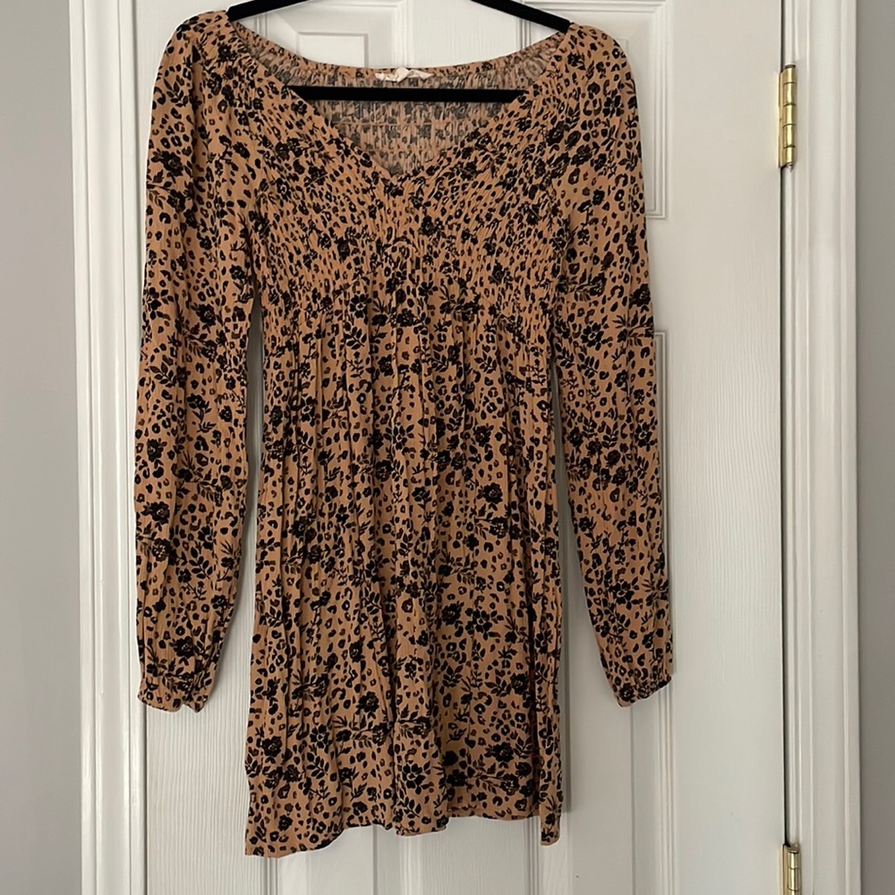 L.A. Hearts Floral Mini Dress, Brown and Black, size: XS